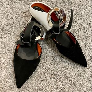Proenza Schouler Leather black white Mules made in Italy